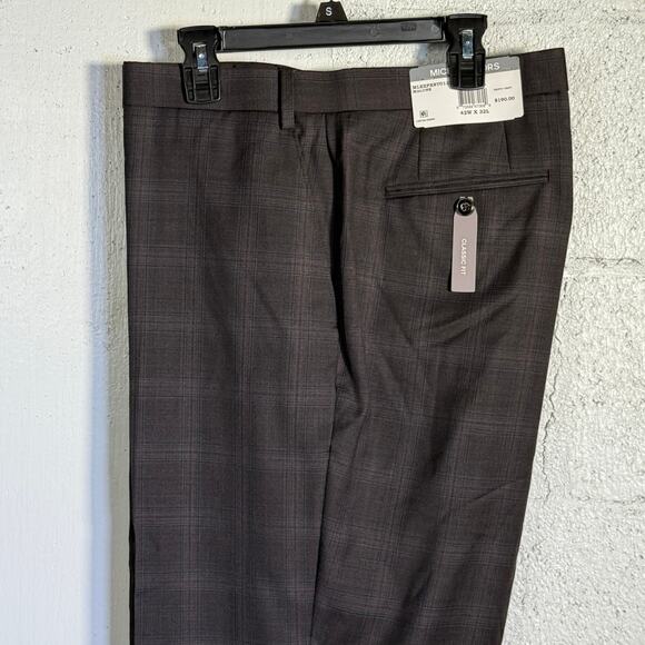 Michael Kors Men's Plaid Classic-Fit Wool-Blend Stretch Suit Pants 42x32 $190 - Picture 1 of 8